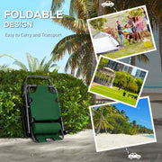 2 Pack Folding Sun Loungers with Adjustable Recline and Pillow for Garden or Camping Green AOSOM