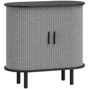 Modern Sideboard with Fluted Sliding Doors and Storage Shelves for Kitchen or Dining, Grey