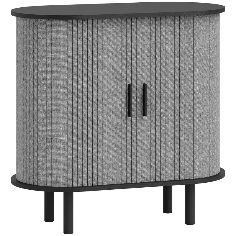 Modern Sideboard with Fluted Sliding Doors and Storage Shelves for Kitchen or Dining, Grey