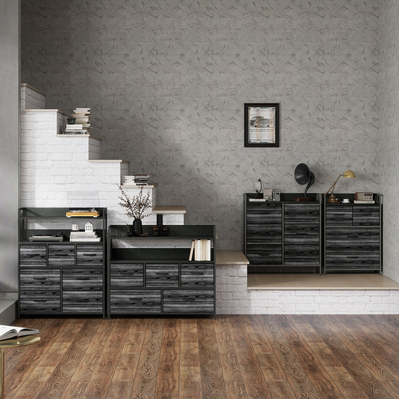 Rustic Black Chest of 6 Fabric Drawers for Bedroom and Living Room Storage by HOMCOM