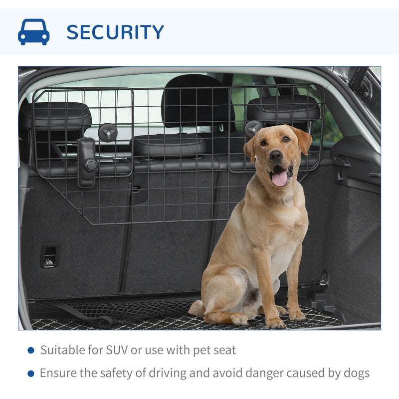 Adjustable Dog Car Guard Boot Barrier with Metal Mesh for Safe Travel, Black AOSOM