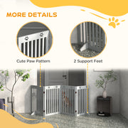 Grey Wooden Foldable Freestanding Pet Safety Gate with Support Feet by PawHut