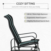 Black Outdoor Glider Rocking Chair with Metal Frame for Relaxing in the Garden