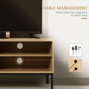 50 Inch TV Stand with Sliding Door Storage Wood Effect by HOMCOM