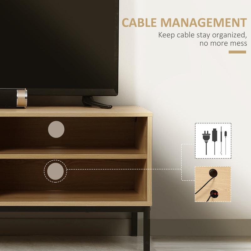50 Inch TV Stand with Sliding Door Storage Wood Effect by HOMCOM