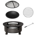 Fire Pit with Grill and Tabletop for Outdoor Heating and Cooking Bronze Outsunny
