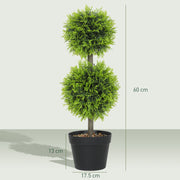 Set of 2 Artificial Topiary Ball Trees 60cm with Pots for Home or Office Decor Green