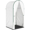 Portable Mini Greenhouse With Roll Up Door Ideal For Small Gardens And Patios White AOSOM