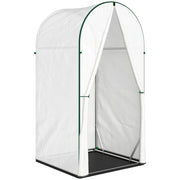 Portable Mini Greenhouse With Roll Up Door Ideal For Small Gardens And Patios White AOSOM