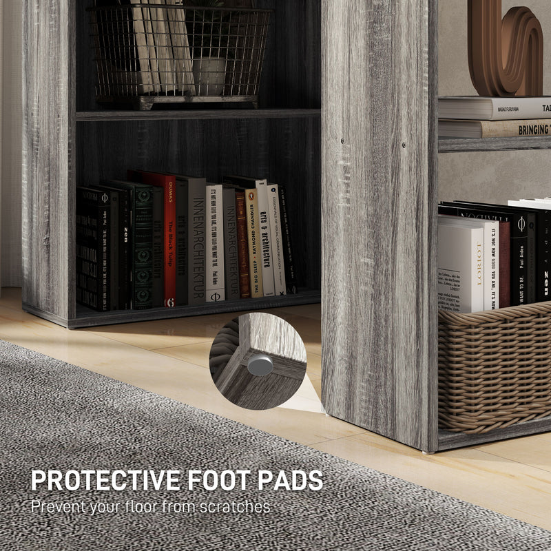 120cm Grey Computer Desk With Bookshelf 6 Shelves Home Office Workstation by HOMCOM