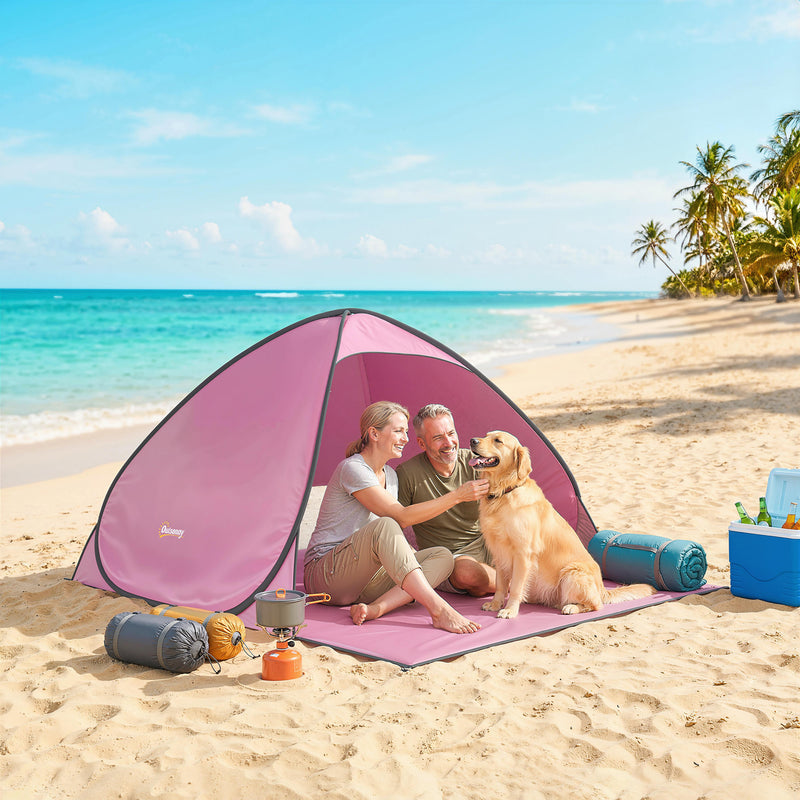 Pop Up UV Tent for Quick Outdoor Shade with Ventilation for 2 to 3 People Pink Outsunny