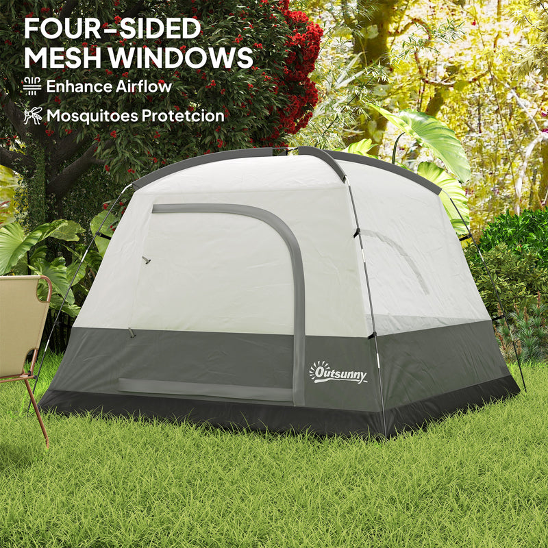 Three Person Dome Tent with Quick Setup and Waterproof Shelter for Camping Orange Grey