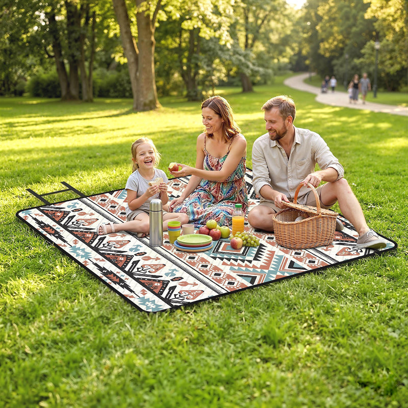 Camping Mat for 3 to 4 People with Water-Repellent Surface and Easy Carry Mixed Colour AOSOM
