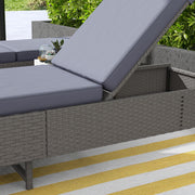 Set of 2 Rattan Sun Loungers with Adjustable Backrest and Cushions for Garden Dark Grey AOSOM