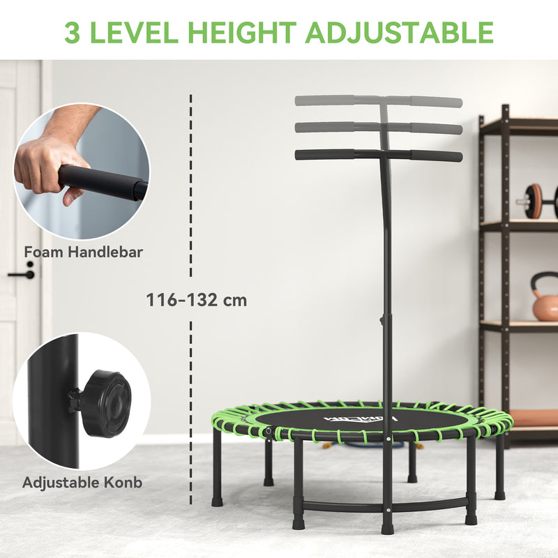Green Mini Kids Trampoline with Adjustable Handle and Steel Frame by Outsunny AOSOM