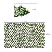 Expandable Garden Trellis Fence with Faux Eucalyptus Leaves for Patio or Balcony Privacy
