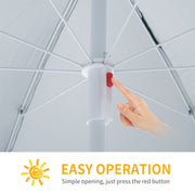 Blue 2.2M Fishing Umbrella Shelter with Side Panels and Carry Bag for Beach or Garden Shade