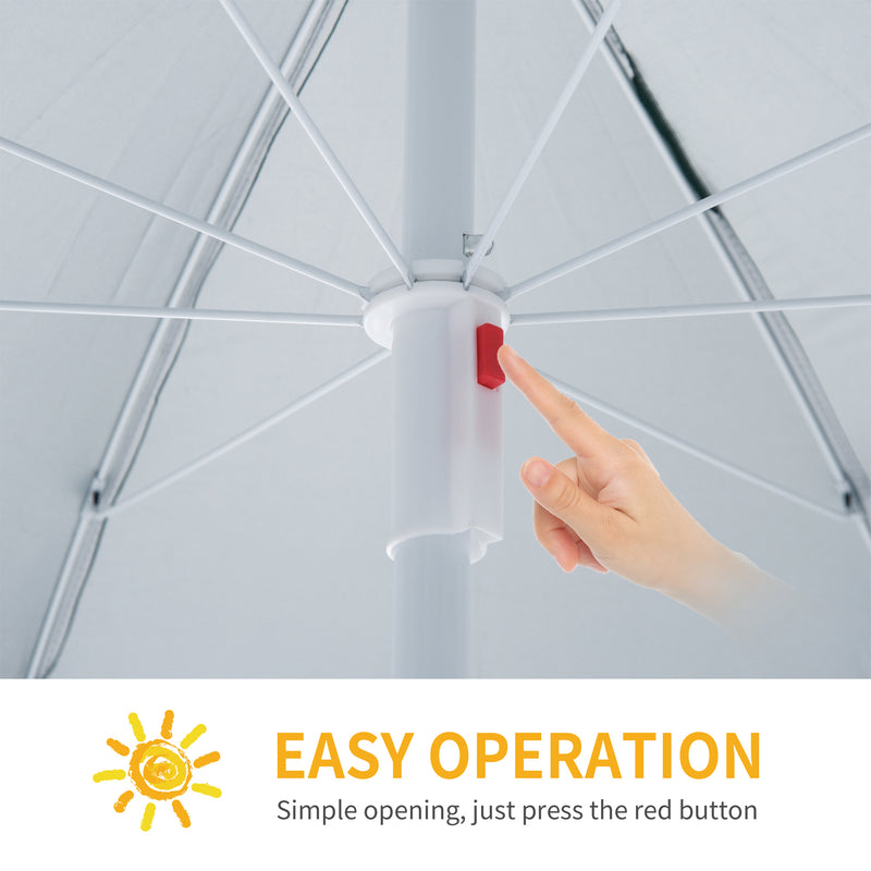 Blue 2.2M Fishing Umbrella Shelter with Side Panels and Carry Bag for Beach or Garden Shade