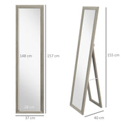 Full Length Farmhouse Mirror Freestanding or Wall Mounted for Bedroom or Hallway, Grey
