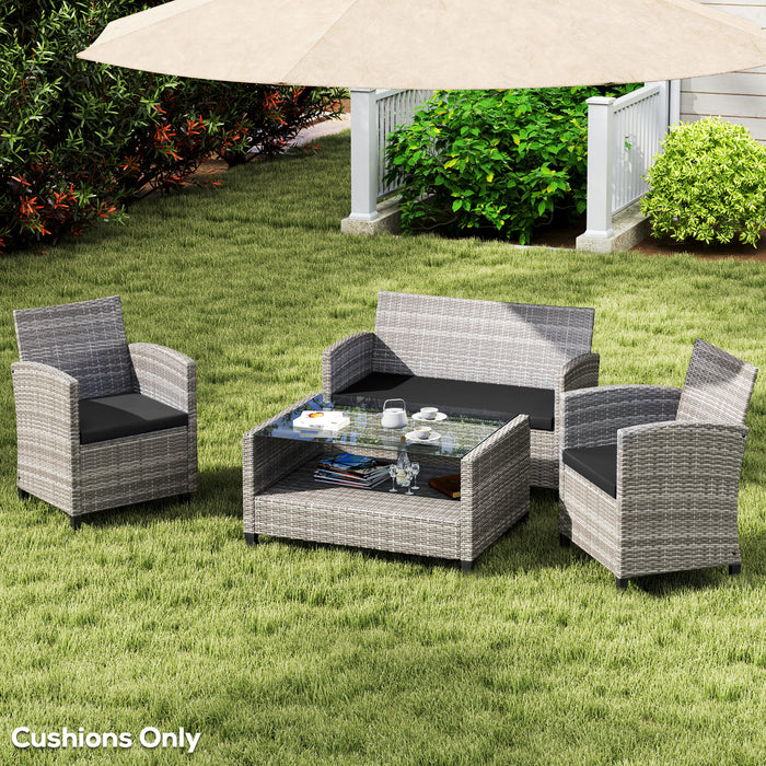Black Garden Seat Cushion Pads Set of 3 for Rattan Furniture by Outsunny
