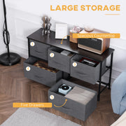 Grey Chest of 5 Fabric Drawers with Wooden Top for Bedroom and Living Room by HOMCOM