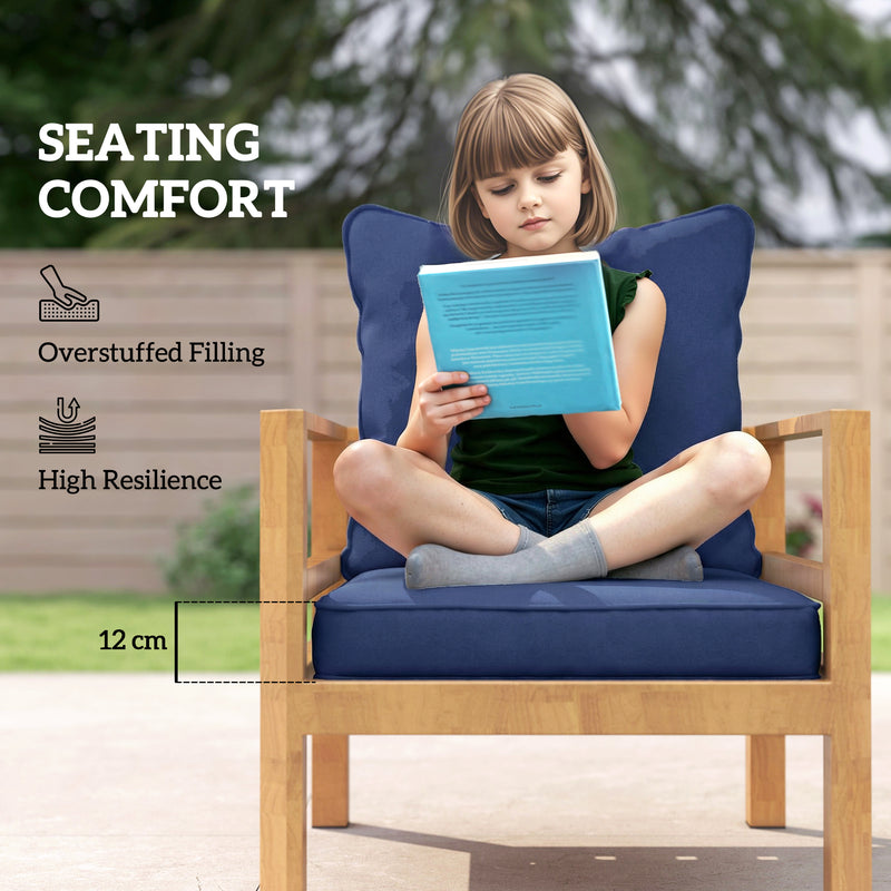Outdoor Chair Cushion Set with Thick Padding and Washable Covers Dark Blue