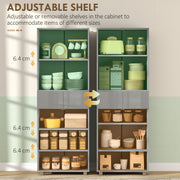Kitchen Cupboard with Adjustable Shelves and Push-Open Doors for Easy Storage High Gloss Grey AOSOM