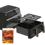 Dual Basket Air Fryer Oven 8L with Digital Display for Healthy Cooking 2500W Silver