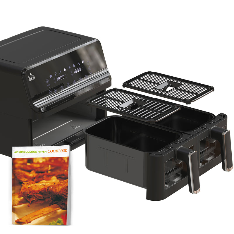 Dual Basket Air Fryer Oven 8L with Digital Display for Healthy Cooking 2500W Silver