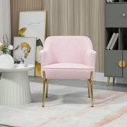 Set of 2 Accent Armchairs with Padded Seats and Gold Legs for Living Room Pink AOSOM