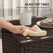 Three Piece Rattan Bistro Set with Rocking Chairs Brown by Outsunny