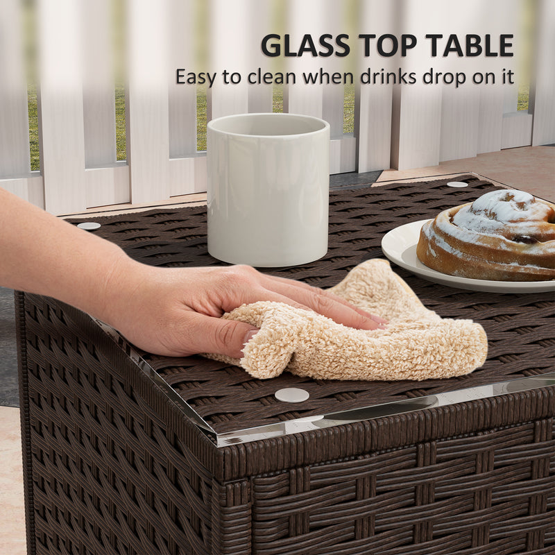 Three Piece Rattan Bistro Set with Rocking Chairs Brown by Outsunny