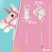 Unicorn Stick Horse Toy With Wheels and Realistic Sounds for Kids Riding Fun White AOSOM