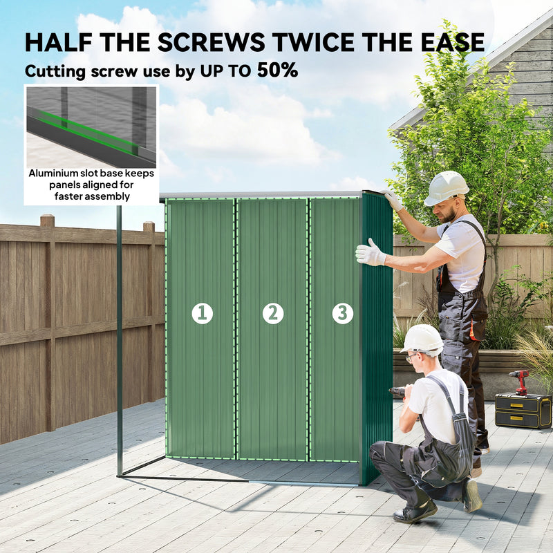 Metal Garden Storage Shed for Tools and Bikes with Sliding Door for Small Spaces Green Outsunny