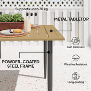 Brown 6 Seater Garden Dining Table with Parasol Hole and Steel Frame by Outsunny