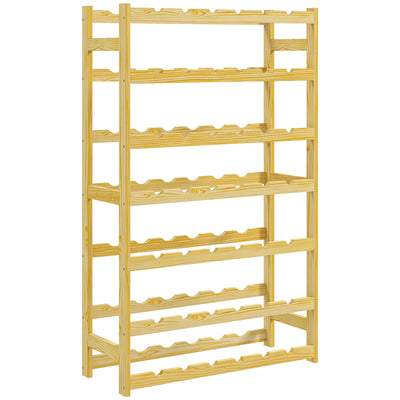 42 Bottle Wooden Wine Rack Freestanding Storage Organiser for Home Bar Natural Finish