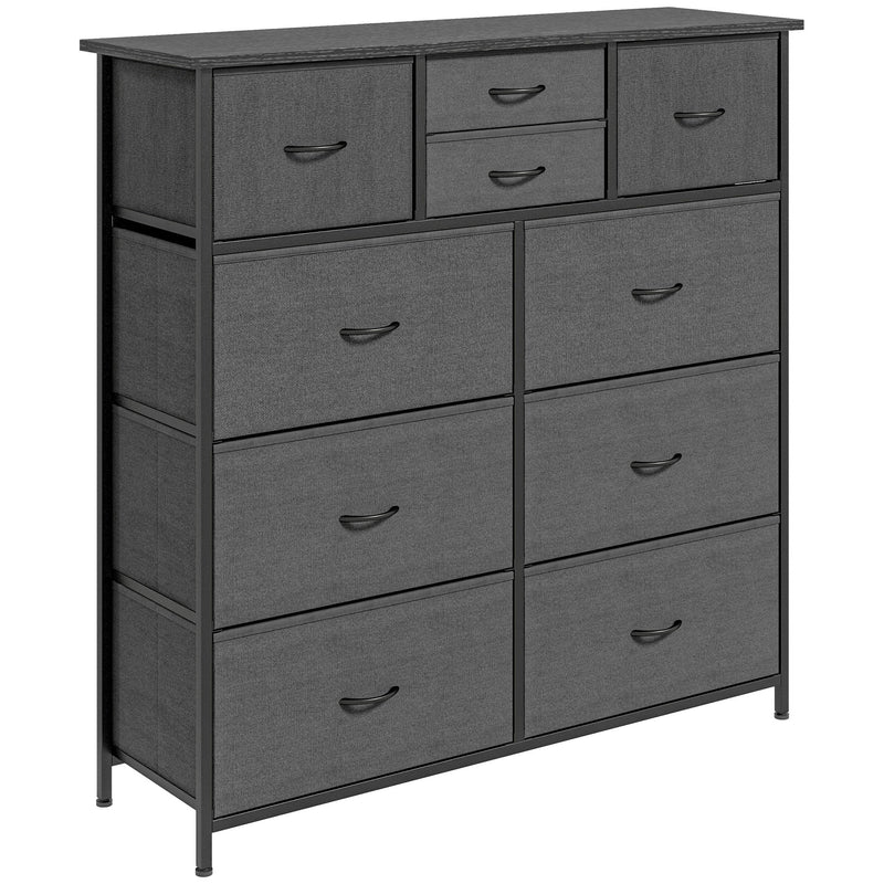 10 Drawer Fabric Chest of Drawers with Steel Frame for Bedroom Storage Black