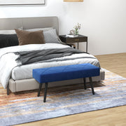 End of Bed Upholstered Bench with X Frame Steel Legs Ideal for Bedroom or Hallway, Blue