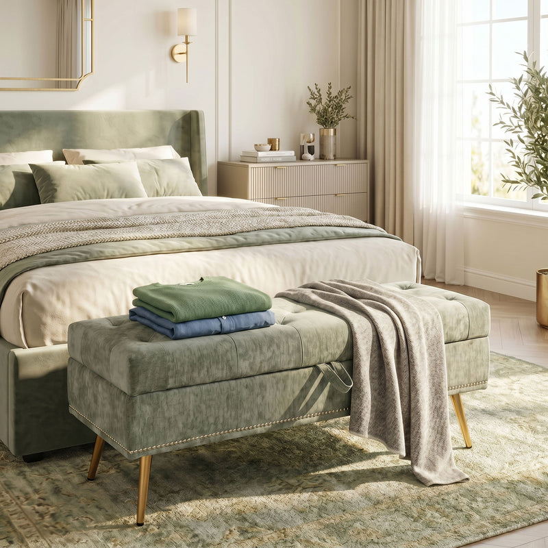 Storage Ottoman with Hidden Compartment and Padded Seat for Living Room or Bedroom