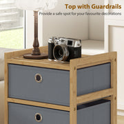 Slim Chest of Drawers for Small Bedroom Storage with Bamboo Frame and Fabric Drawers Natural AOSOM