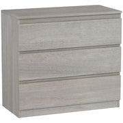 Grey Wood Effect Chest of 3 Drawers Modern Bedroom Storage Unit With Ample Space