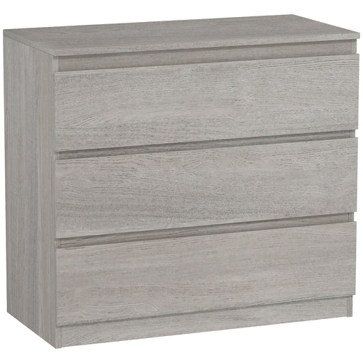Grey Wood Effect Chest of 3 Drawers Modern Bedroom Storage Unit With Ample Space