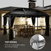 3 x 4m Hardtop Gazebo with Metal Roof Netting and Curtains Dark Grey by Outsunny