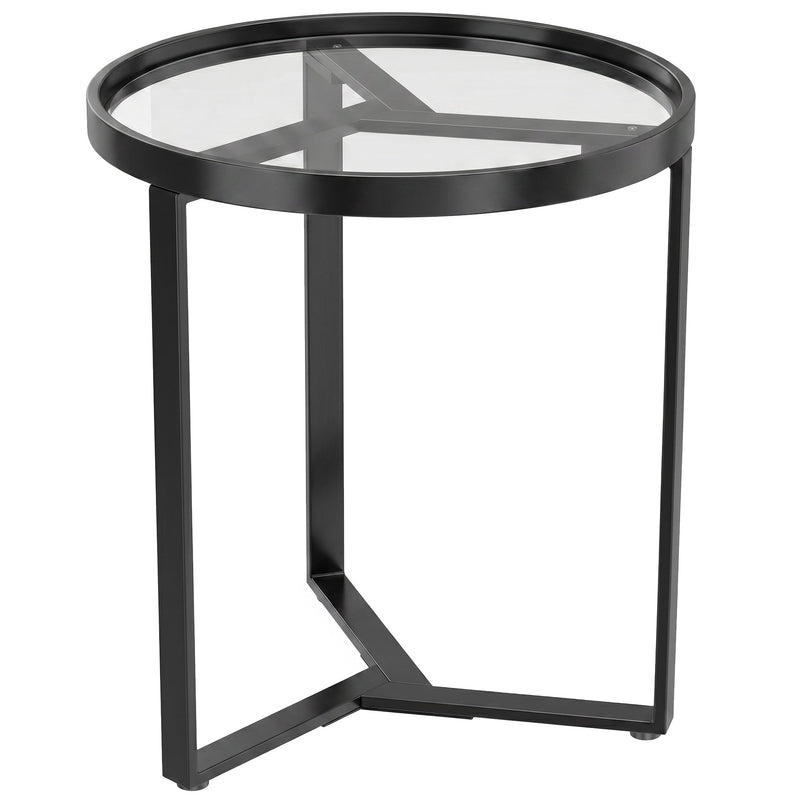 Side Table for Small Spaces with Easy Clean Glass Top