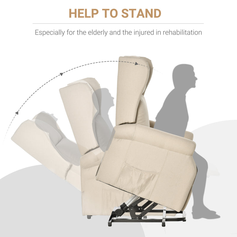 Electric Recliner Armchair With Power Lift and Footrest for Elderly Comfort Beige