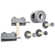 5 Piece Wall Mounted Cat Furniture Set With Perch and Scratching Post Grey AOSOM