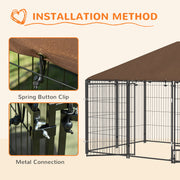 Outdoor Dog Kennel with Canopy and Rotating Bowl Puppy Playpen Enclosure by PawHut