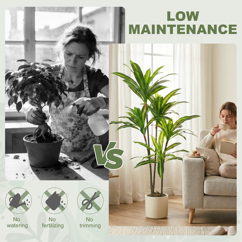 Artificial Dracaena Trees Set of 2 for Easy Year Round Indoor Greenery Green