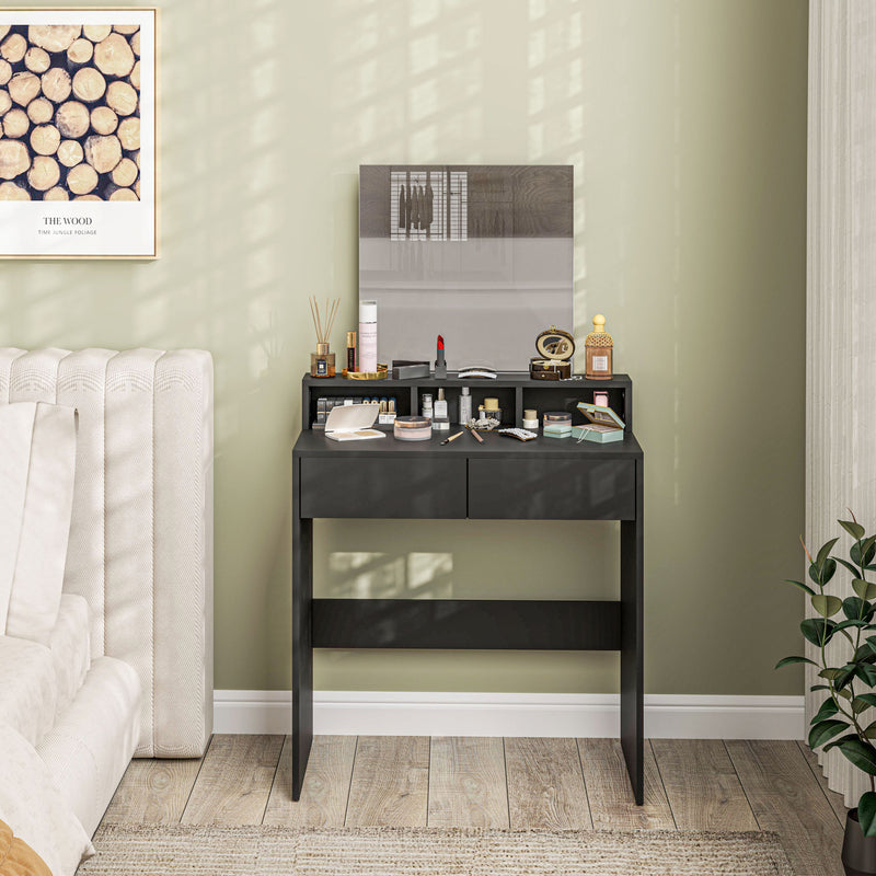 Dressing Table with Mirror and Drawers for Bedroom Storage and Organisation Black