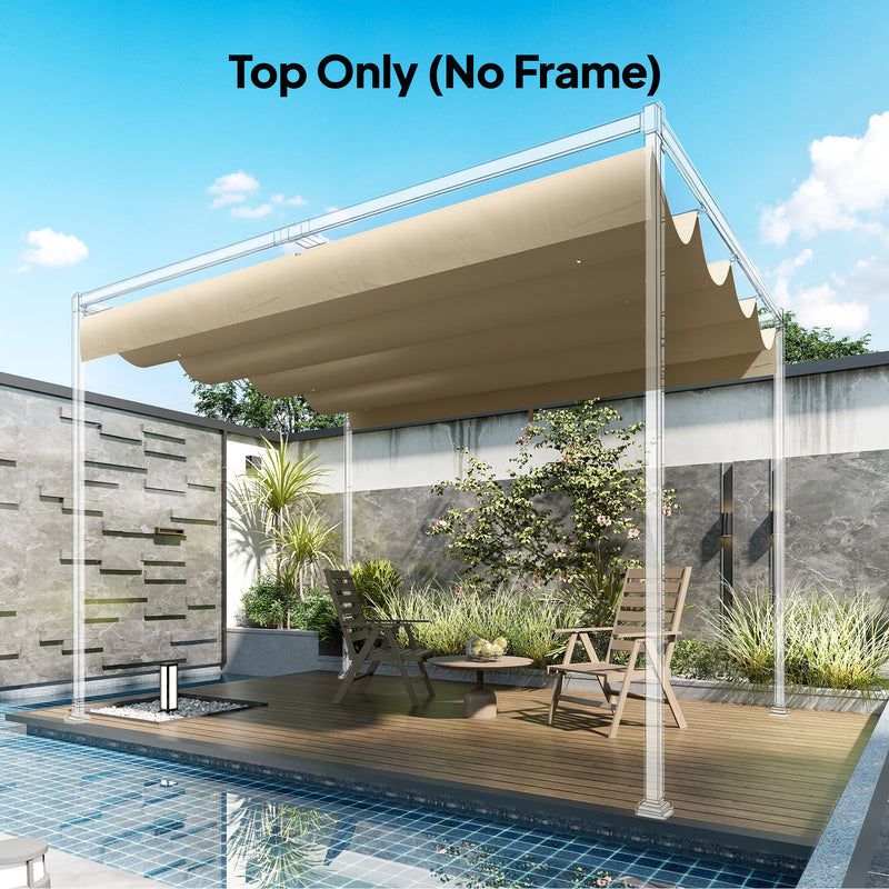 Retractable Replacement Canopy Cover for 4 x 3 m Garden Pergola UV30 Plus Protection Khaki Outsunny